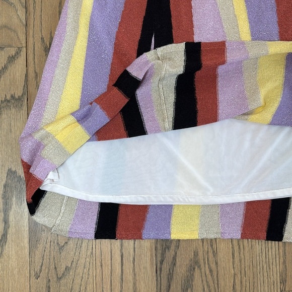 Anthropologie Laia Multi Color Striped Knit Midi Metallic Shimmer Skirt X-Small - Picture 8 of 12